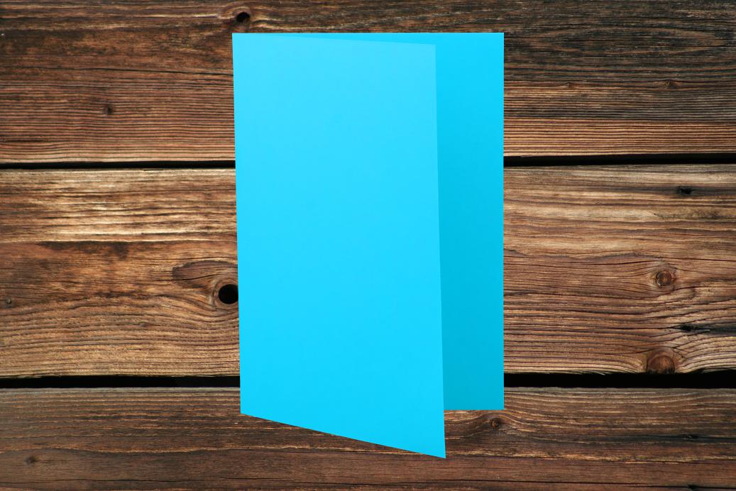 Klappkarten 70/140x105 mm hochdoppelt Ozeanblau 230 g/qm